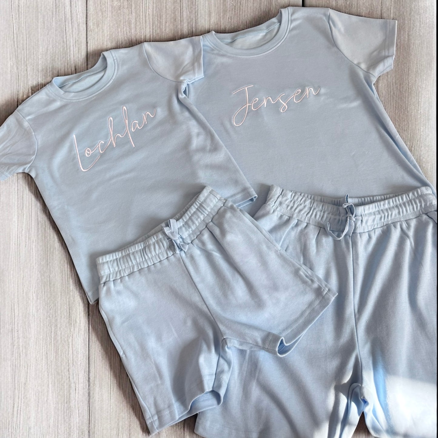 Embroidered shorts and tshirt set