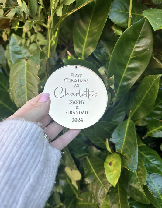Personalised Mirrored First Christmas As Bauble