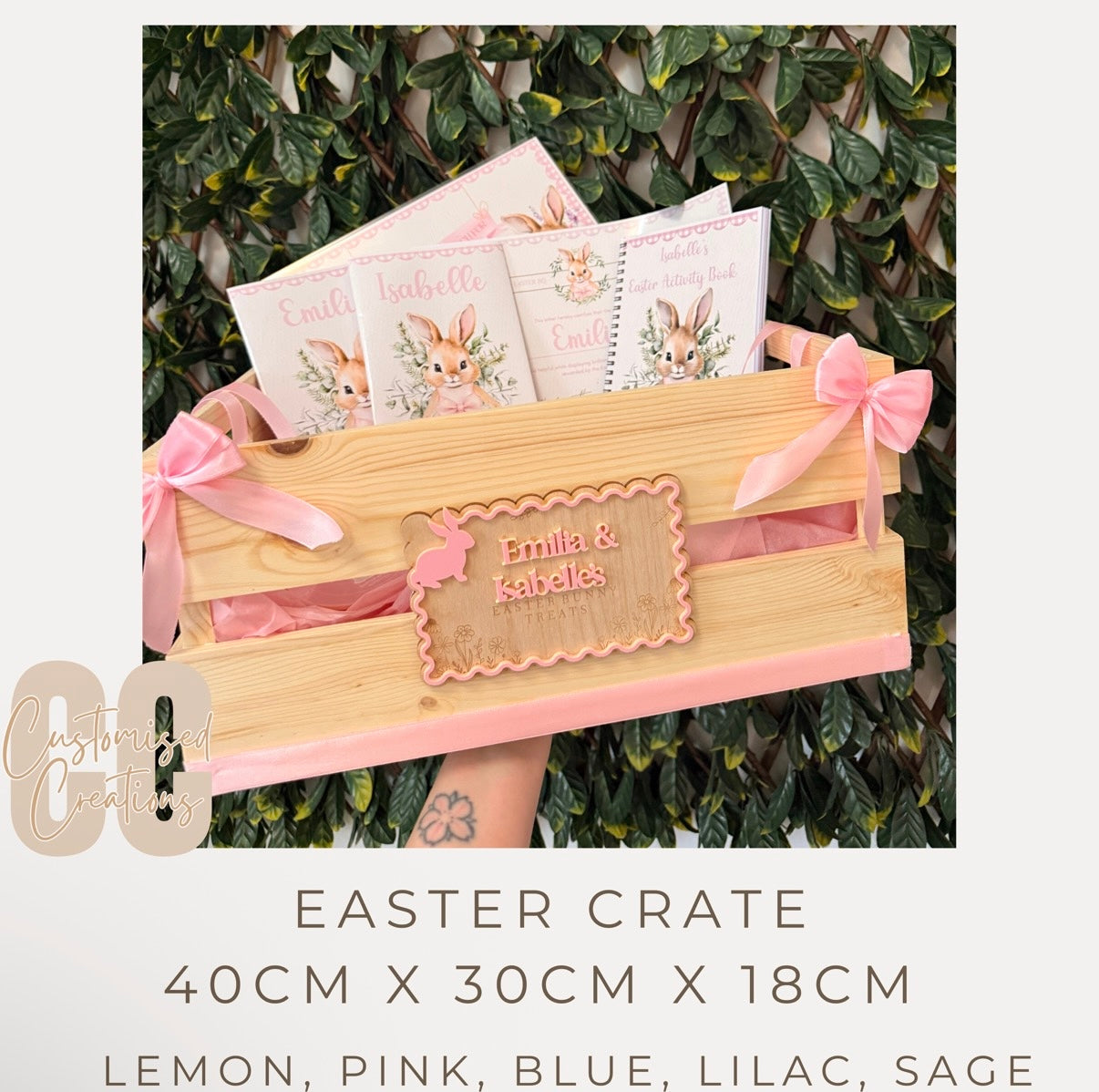 Personalised Easter Bunny Wooden Crate – Custom Easter Keepsake Box