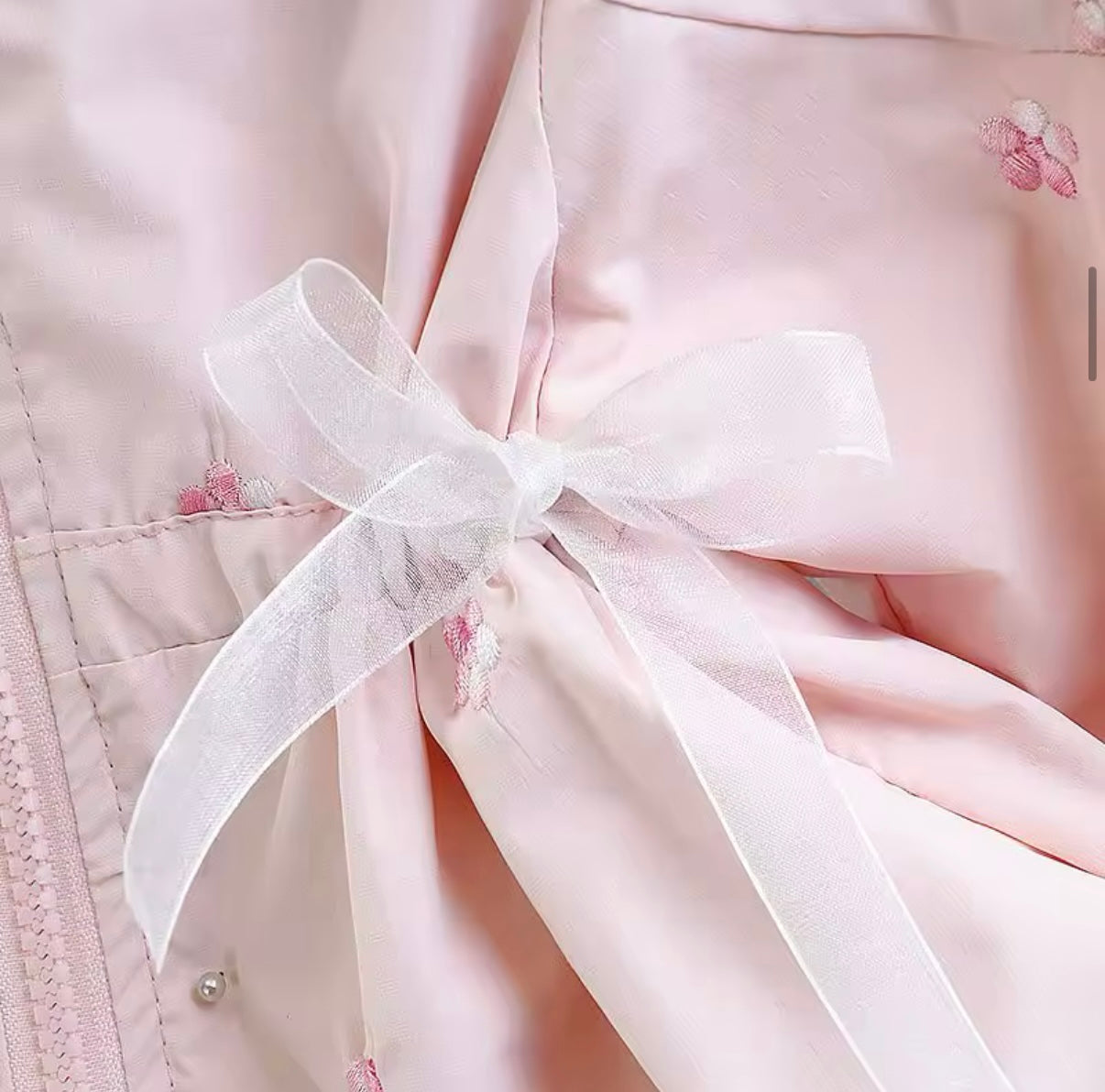 Girls embroidered waterproof trench rain jacket