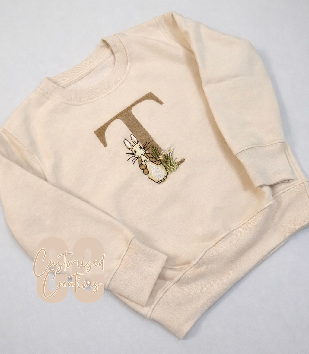 Peter Rabbit initial embroidered sweatshirt