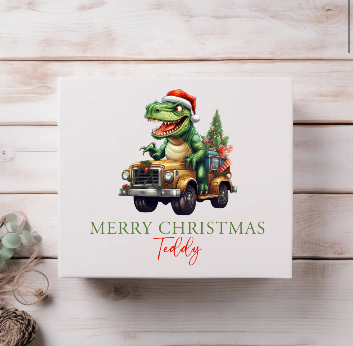 Personalised Dino Christmas Magnetic Box