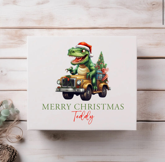 Personalised Dino Christmas Magnetic Box