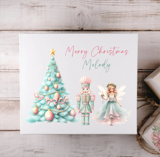 Personalised Pink & Turquoise Nutcracker Christmas Magnetic Box