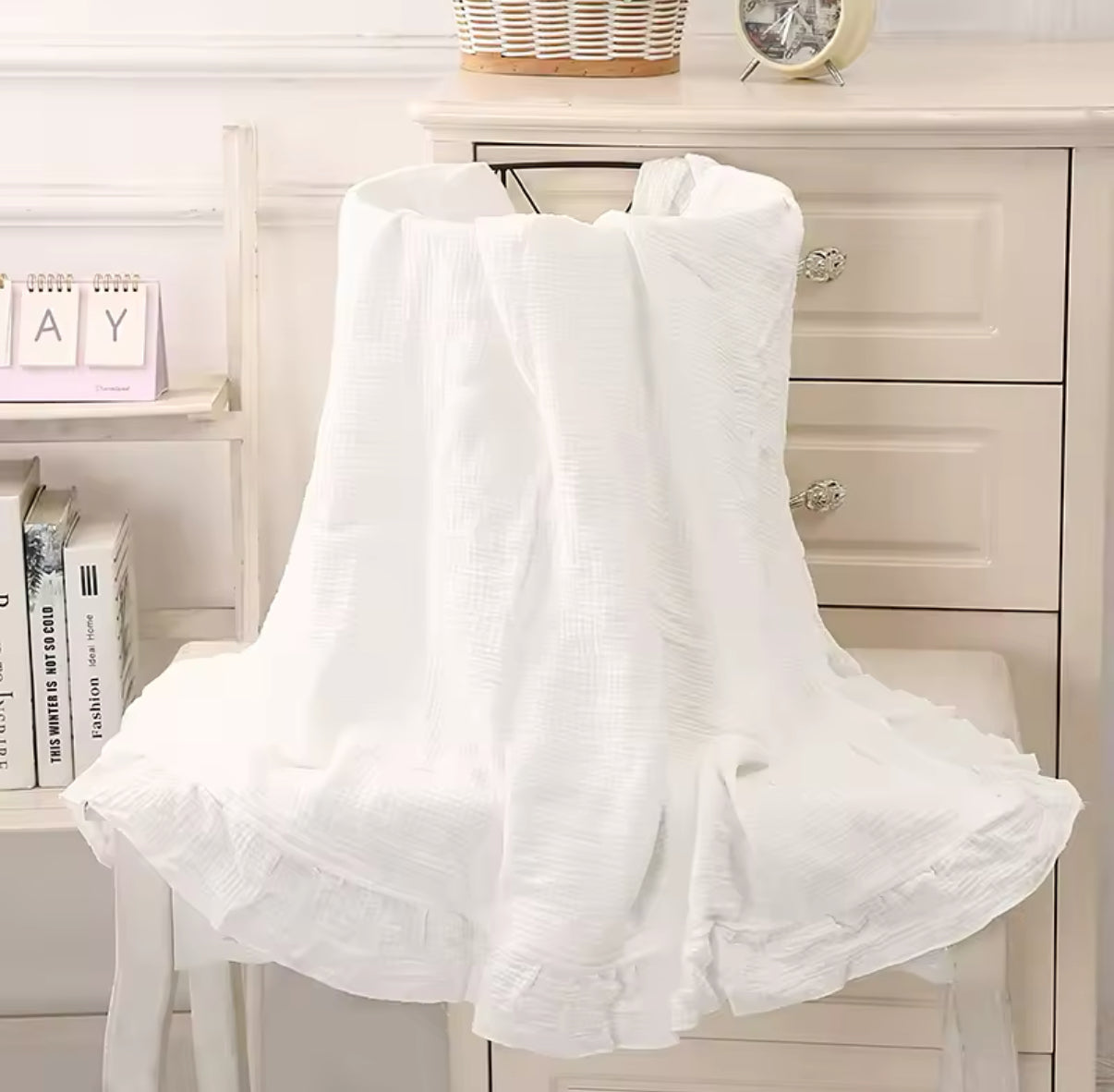 Embroidered 100% cotton blanket TESTER