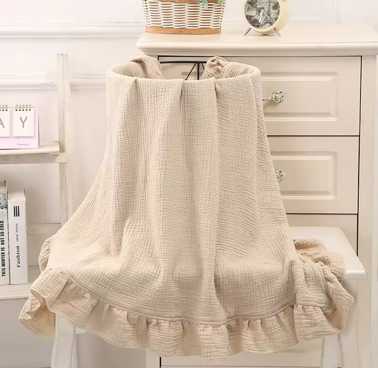 Embroidered 100% cotton blanket TESTER