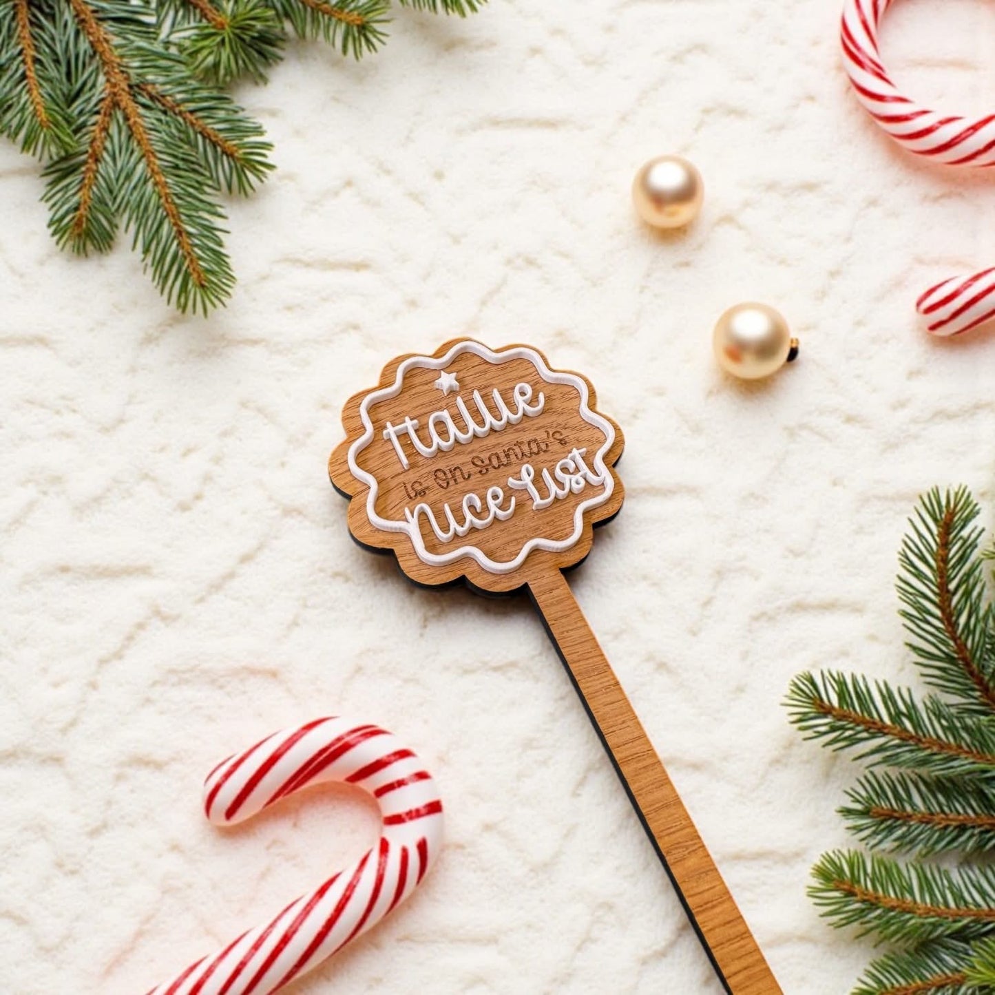 Engraved Christmas nice list wand