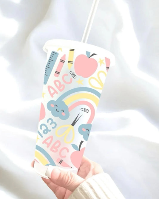 Rainbow alphabet 24oz cold cup
