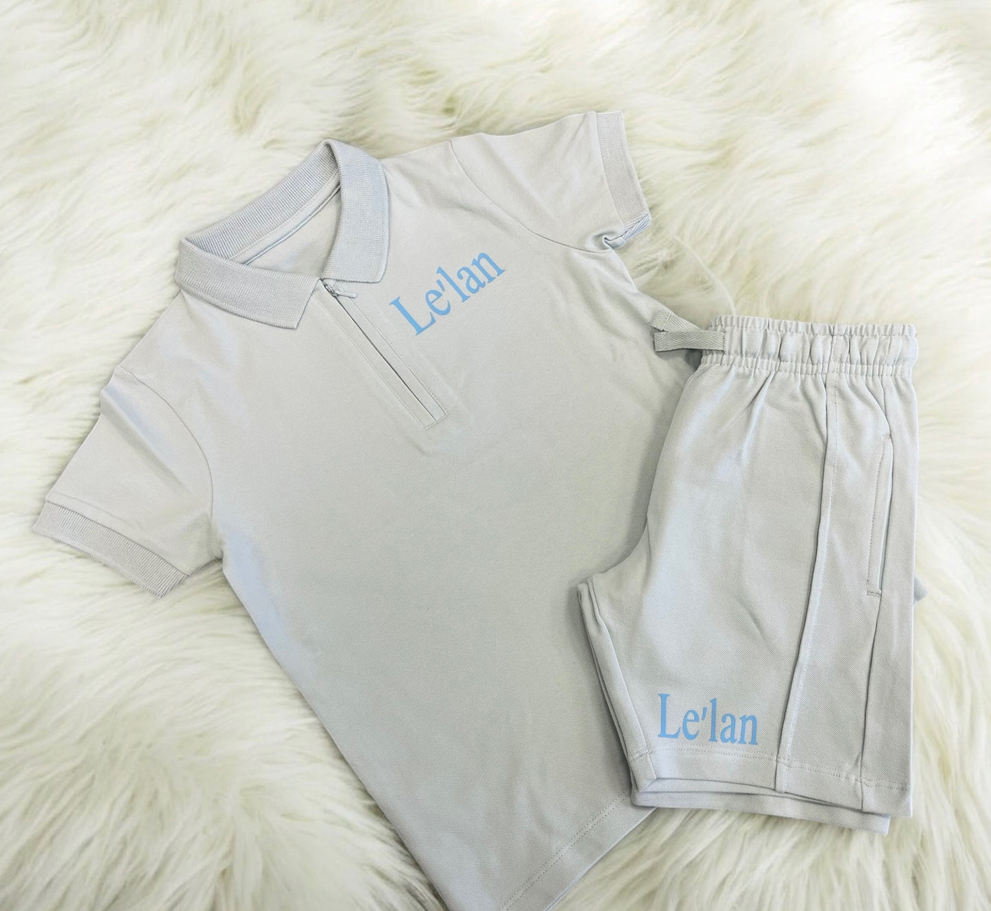 Smart zip neck shorts and tshirt set - vinyl