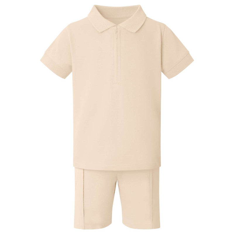 Smart zip neck shorts and tshirt set - vinyl