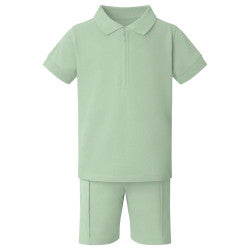 Smart zip neck shorts and tshirt set - vinyl