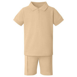 Smart zip neck shorts and tshirt set - vinyl