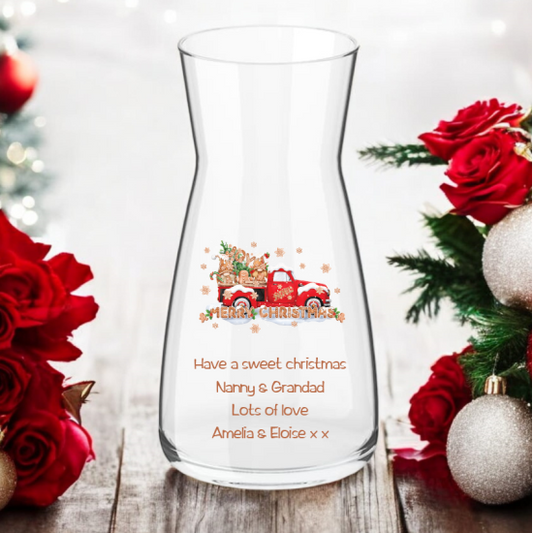 Christmas vase - red car and tree