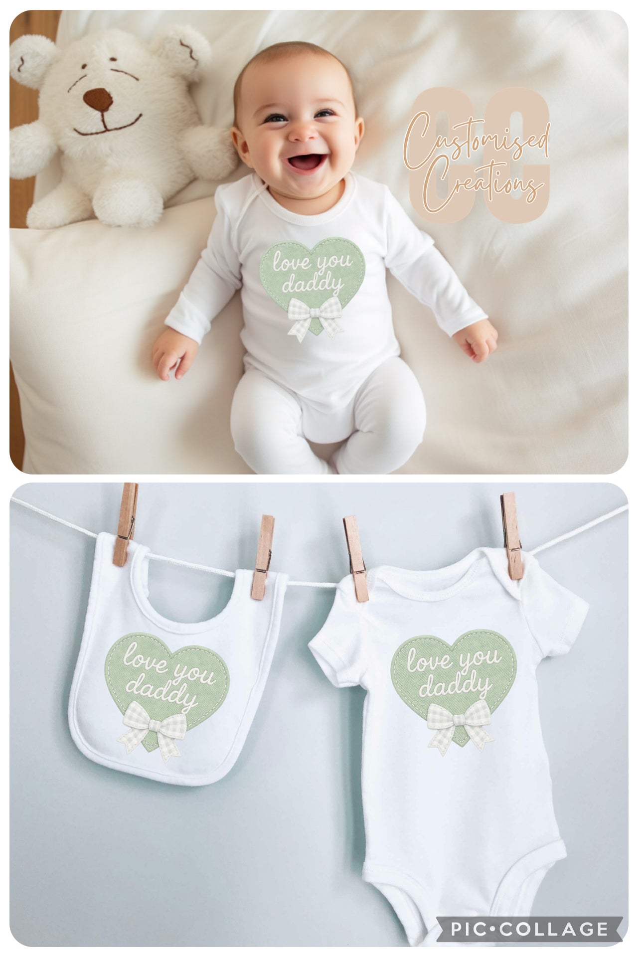 Love you sage fathers Day bib/vest/babygrow