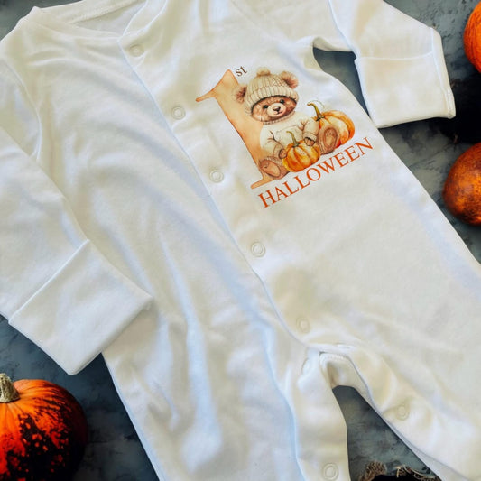 Halloween babygrow -  1st Halloween orange
