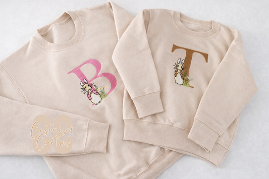 Peter Rabbit initial embroidered sweatshirt