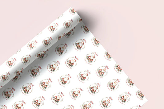 Santa wreath wrapping paper