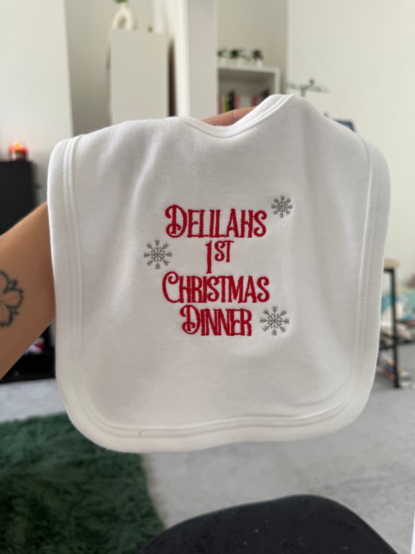 My 1st Christmas dinner Bib - embroidered