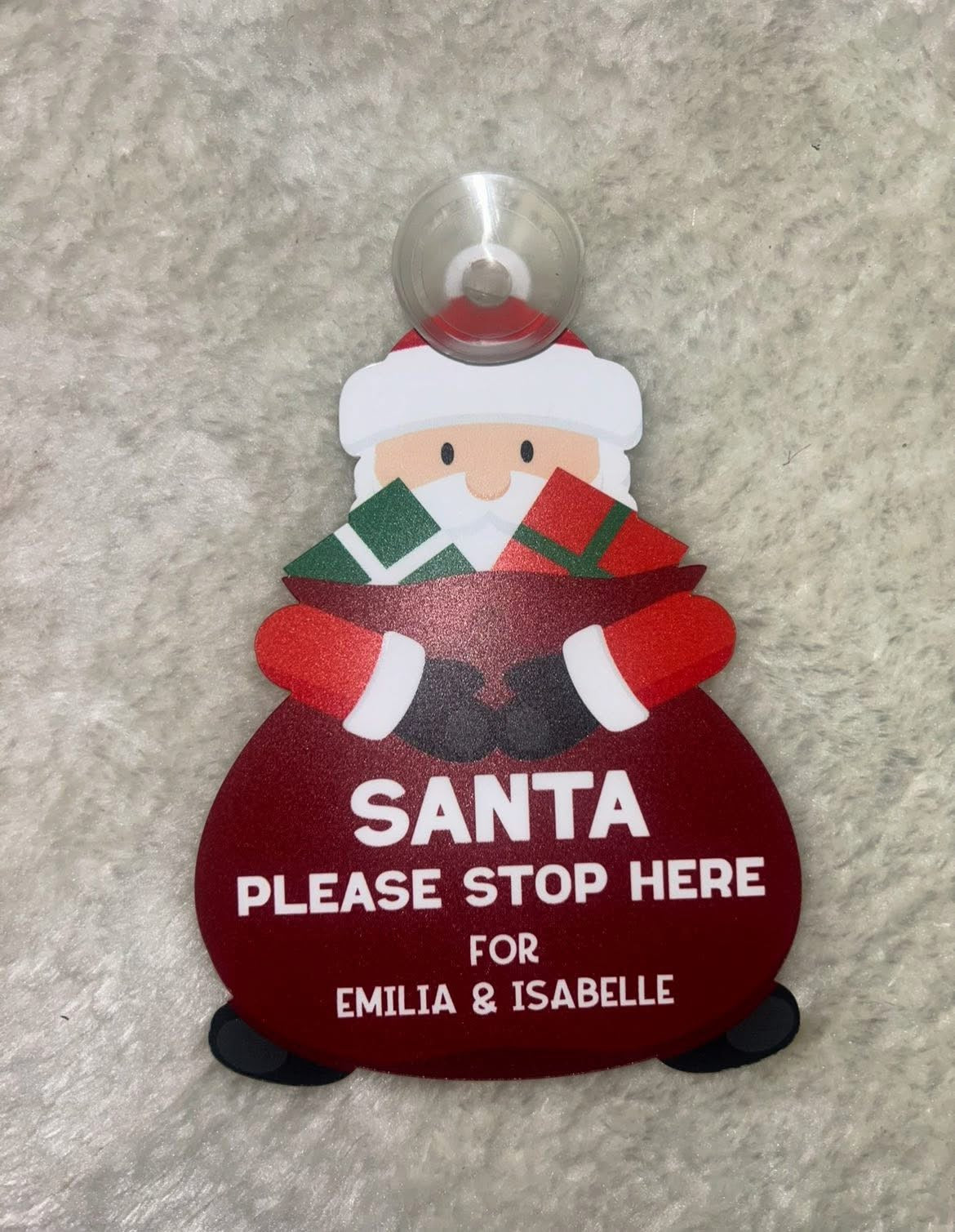 Santa stop here suction window sign