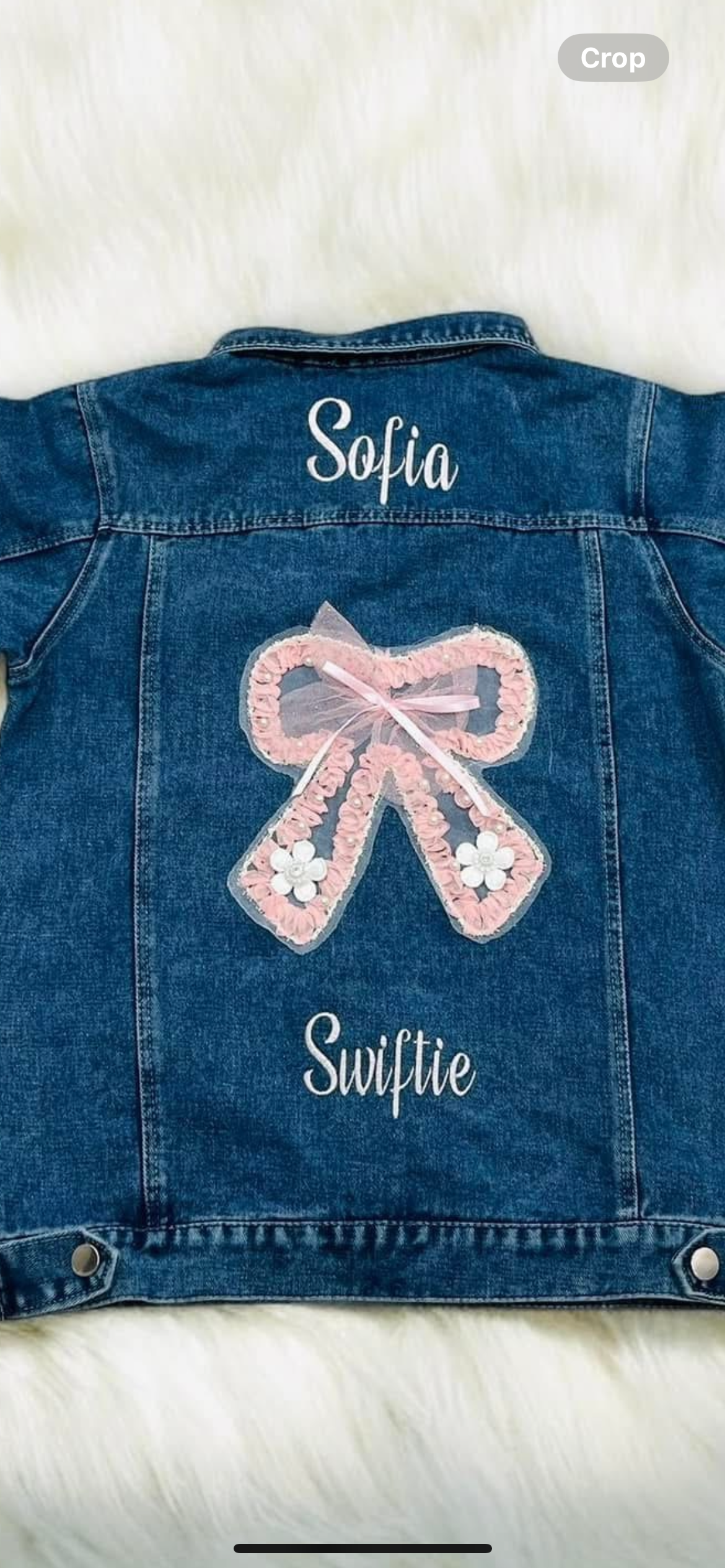 Bow denim jacket - embroidered