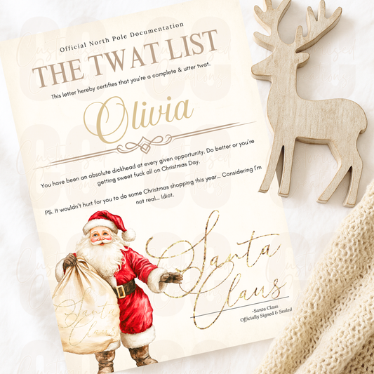 Personalised twat list  letter - all designs