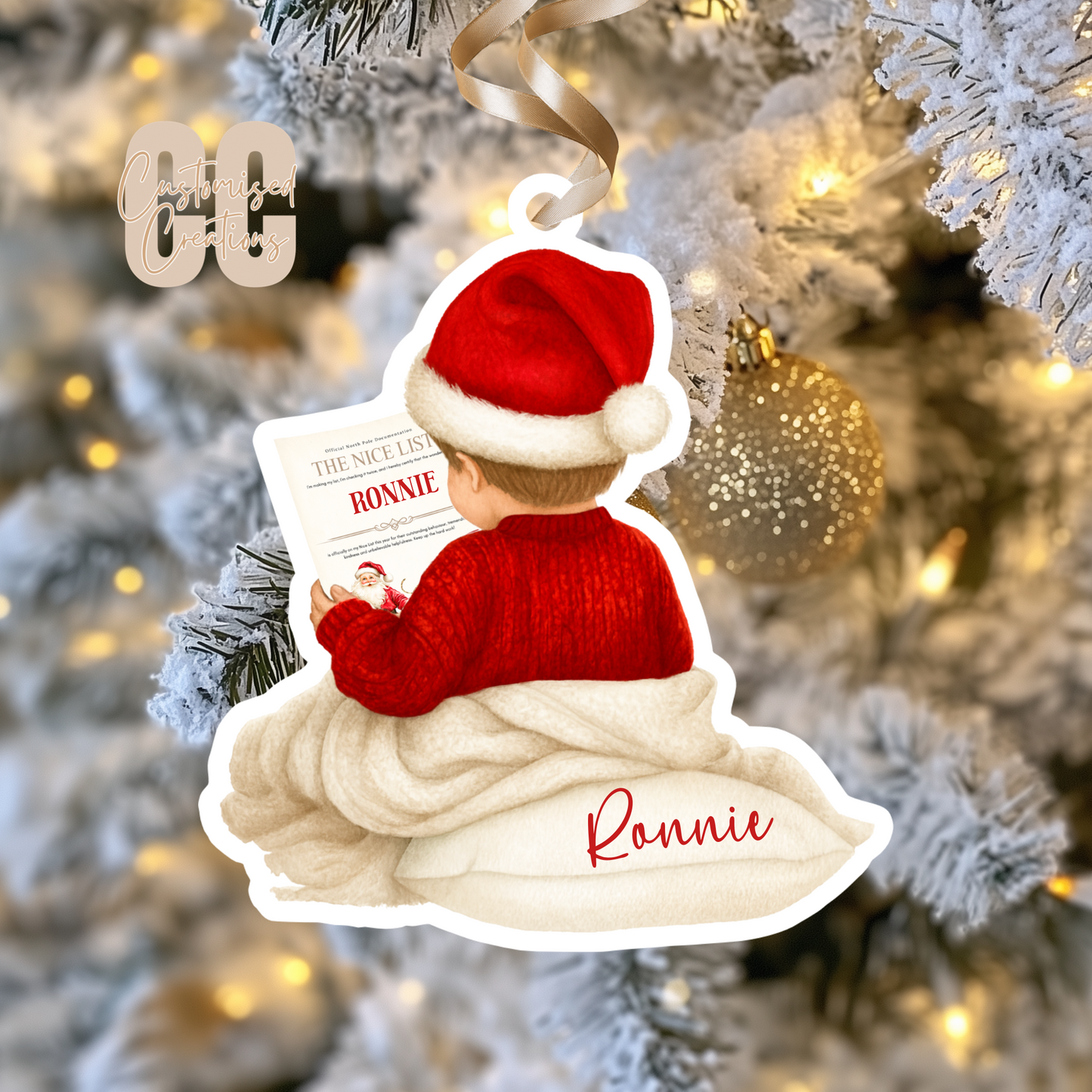 Nice list acrylic bauble - girl or boy