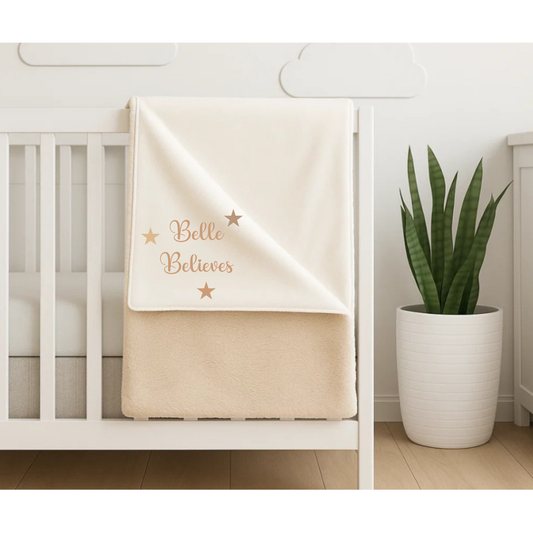 Beige thick Christmas blanket - 30" x 40"