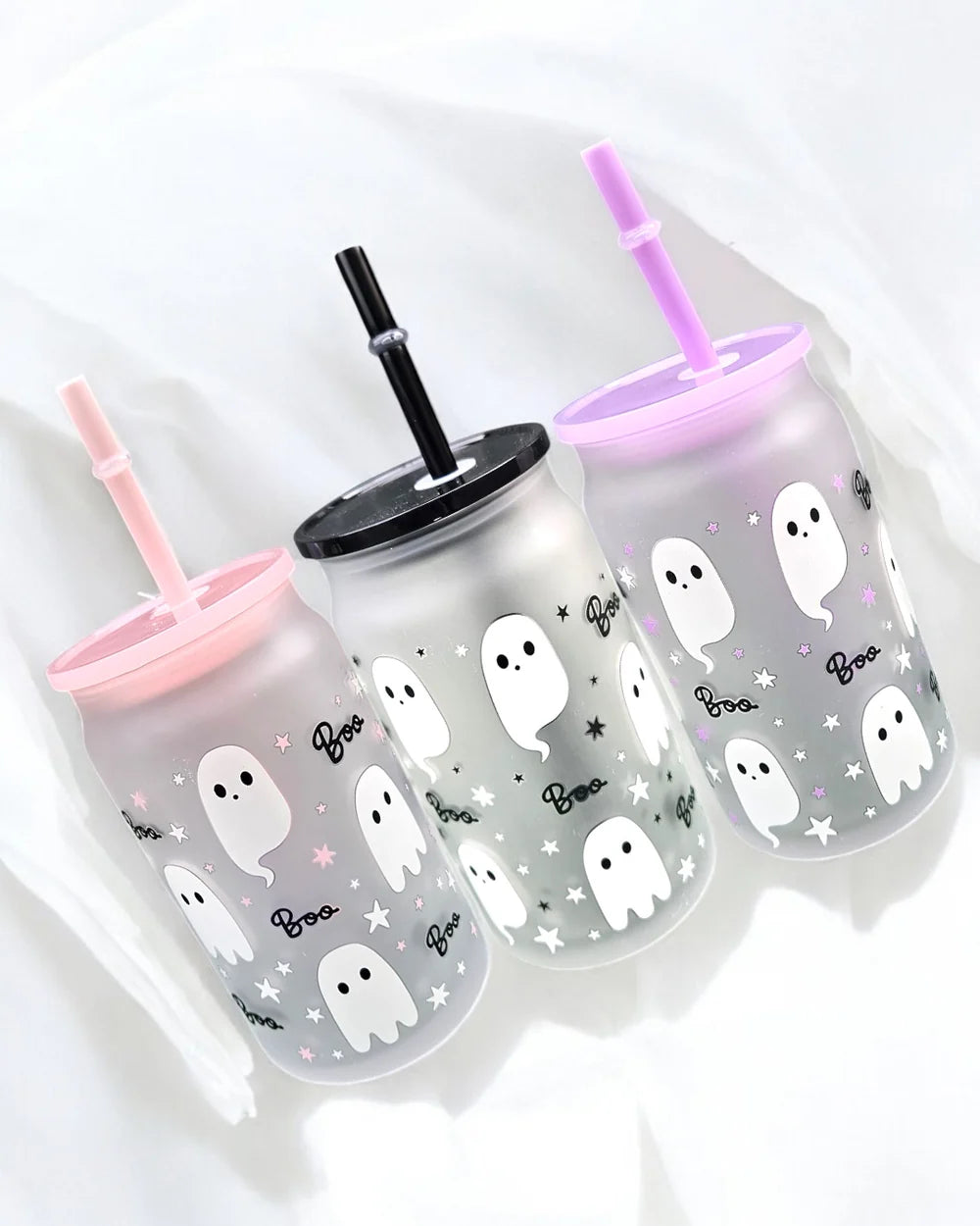 Halloween glass can and/or mug - purple, pink or black