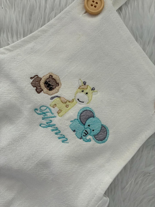 Embroidered animal romper