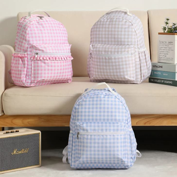 Gingham backpack and/or lunch bag Embroidered