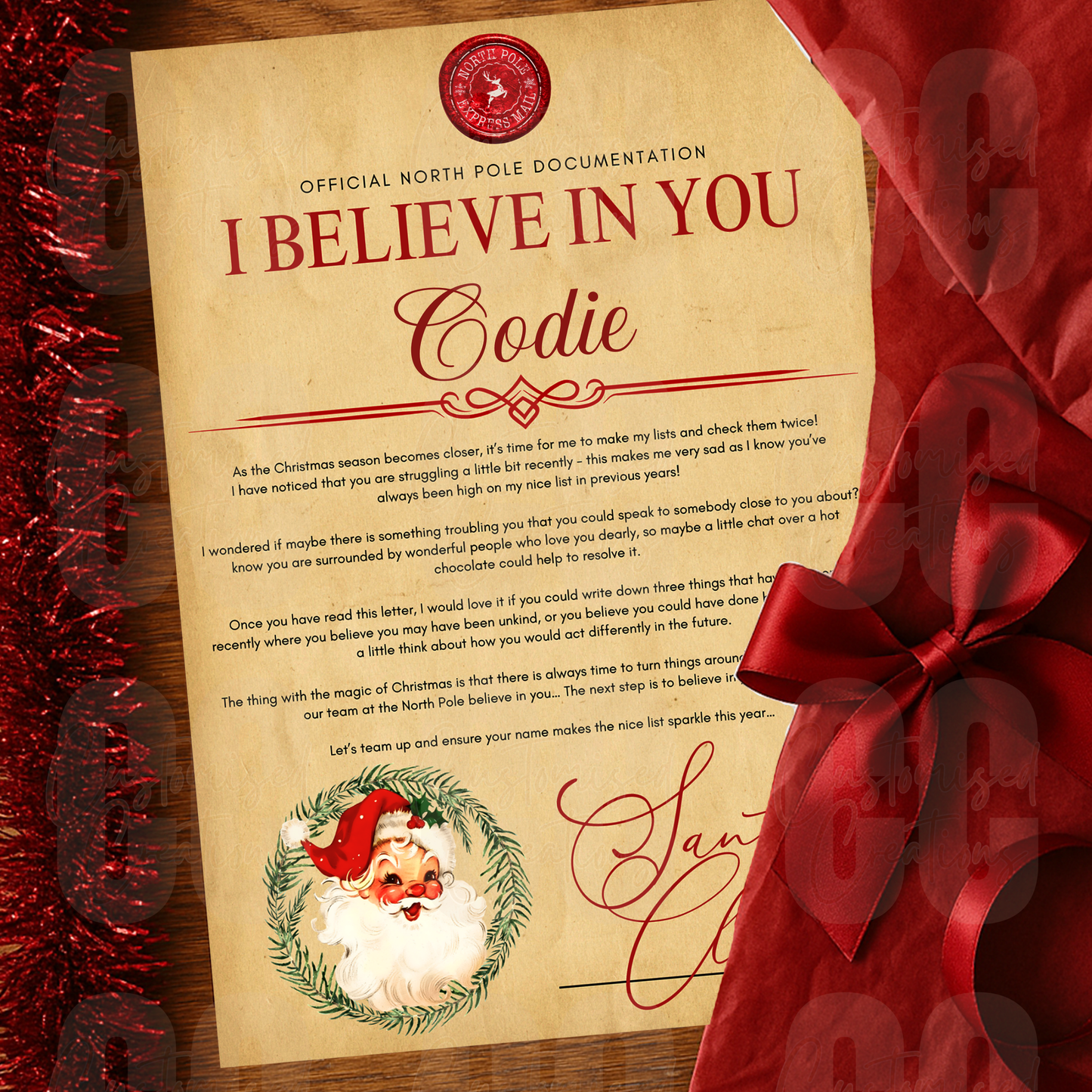Personalised I believe in you letter - traditional