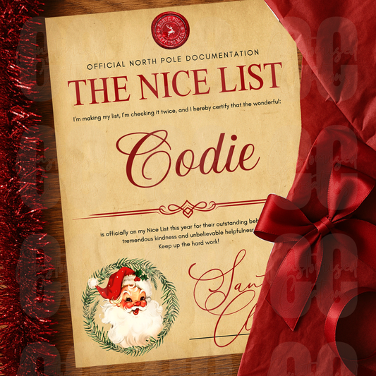 Personalised nice list letter - traditional