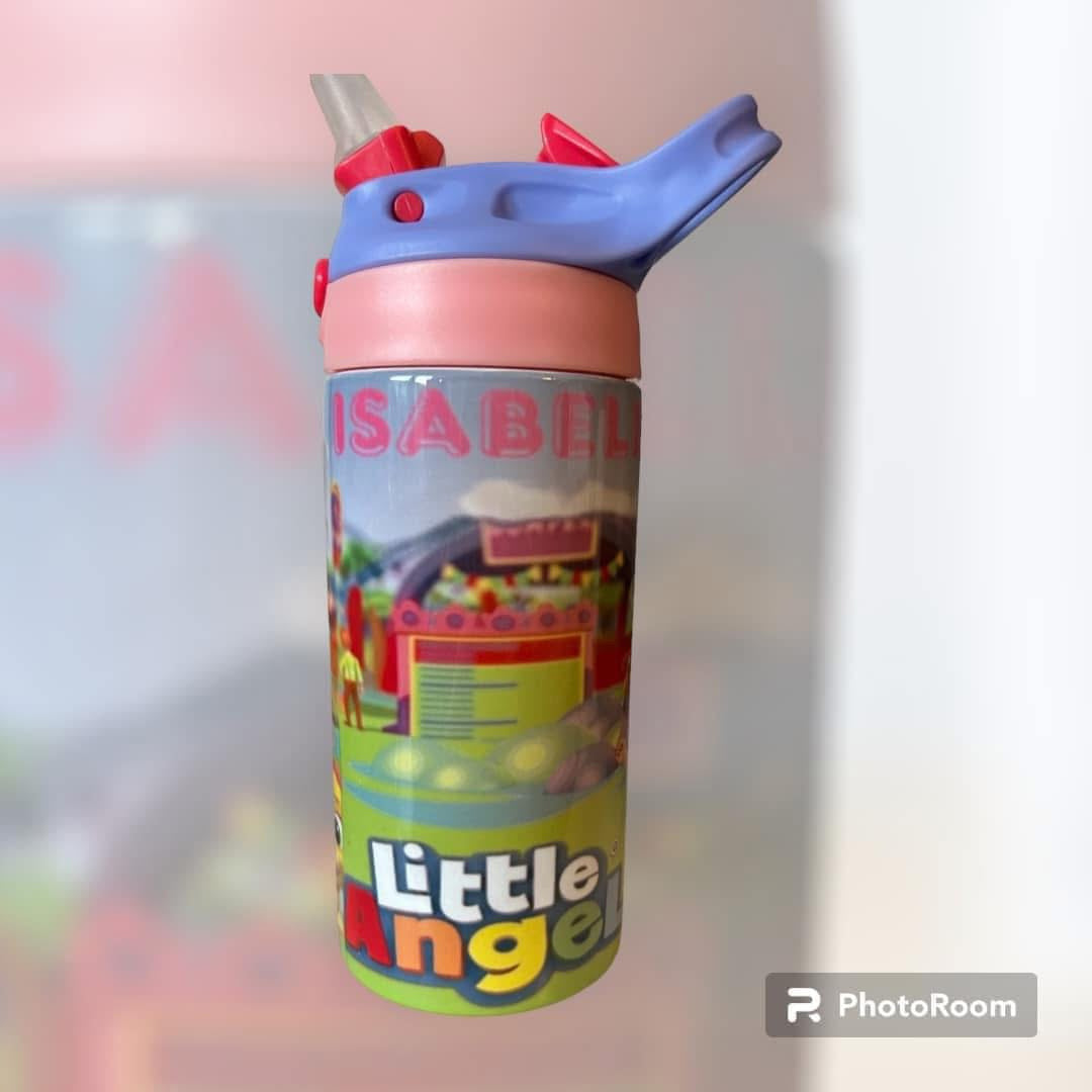 Kids flip straw water bottles