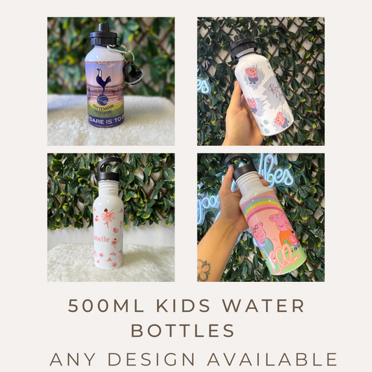 Personalised Kids Water Bottle – 500ml | Any Design Available