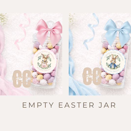 Personalised Empty Easter Sweet Jar – Bunny Approved Magical Treats (Pink or Blue)