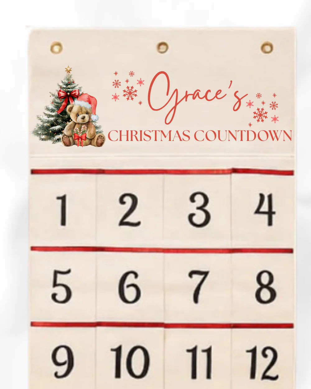 Christmas countdown calendar - Red bear