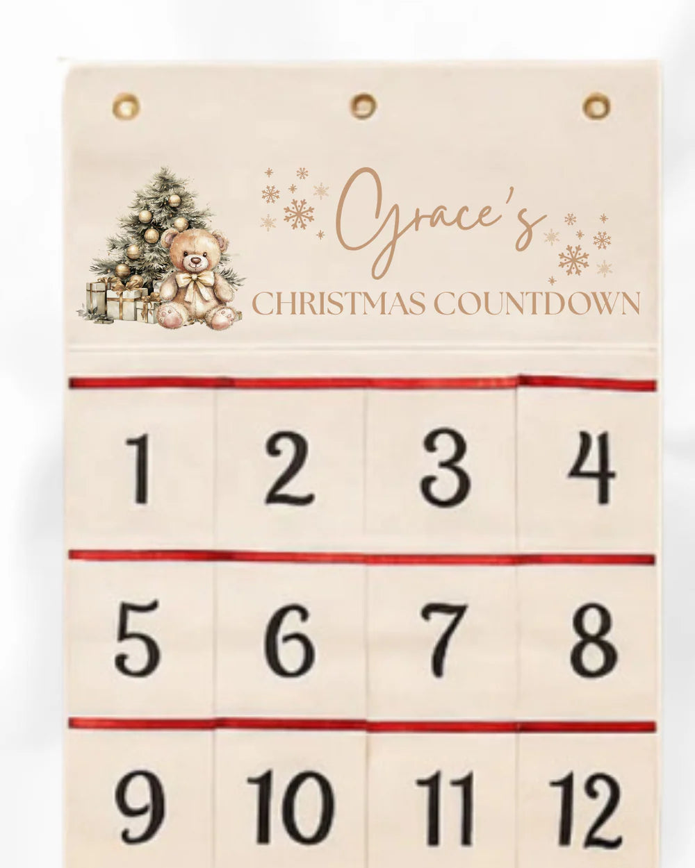 Christmas countdown calendar - gold  scene