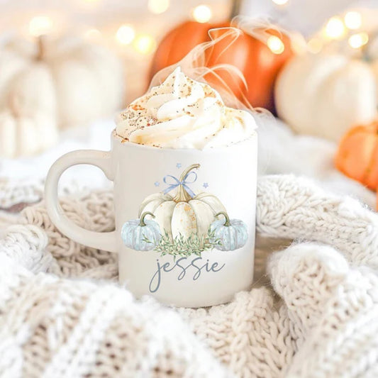 Blue pumpkin mug