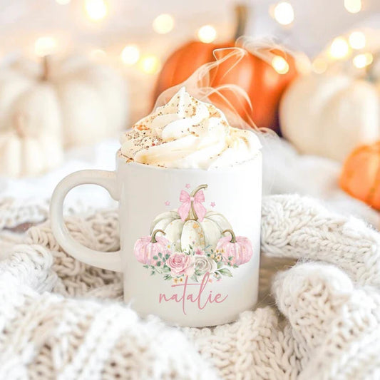 Pink pumpkin mug
