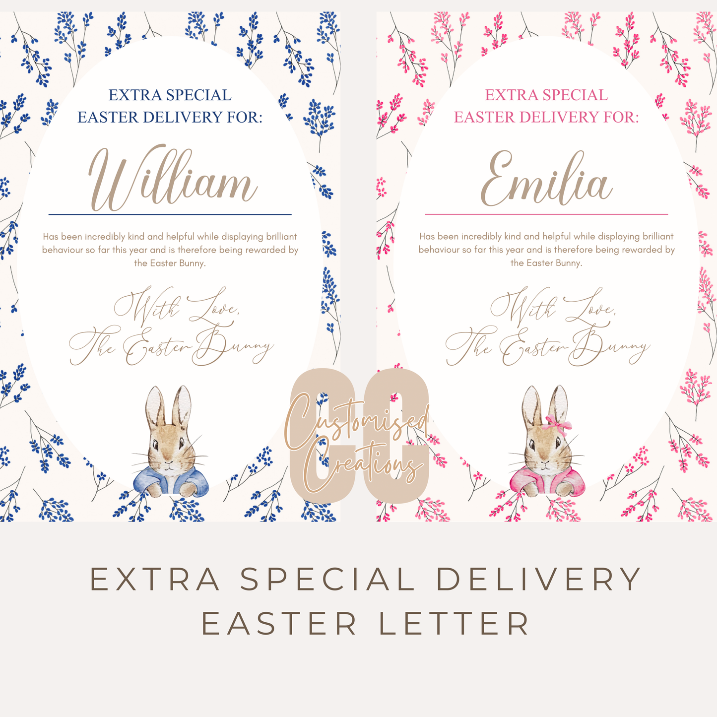 Personalised Extra Special Easter Letter – Pink or Blue Bunny