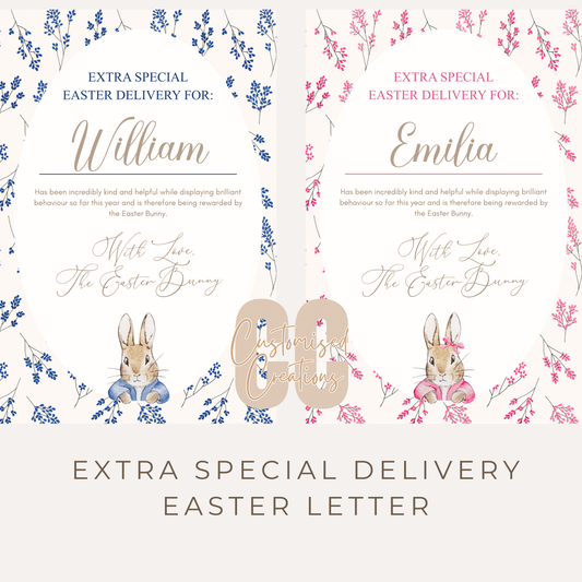 Personalised Extra Special Easter Letter – Pink or Blue Bunny